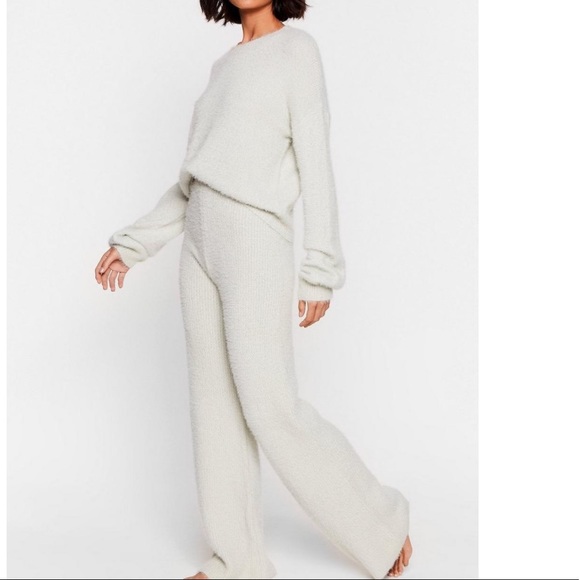 Mint fluffy Knit Wide Leg Loungewear set - Picture 2 of 11